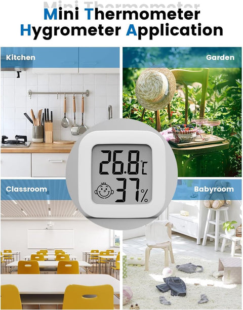 Mini digital indoor thermometer - Weather station - Thermometer - Highly accurate temperature monitor - Indoor thermometer - Hygrometer - Thermo-hygrometer - Comfort level indicator - White