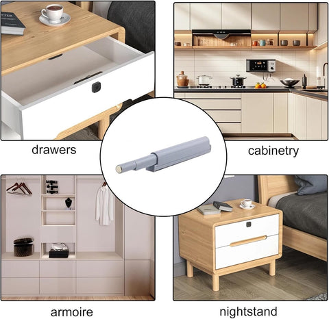 10 pieces - Door catch - Door damper - Door buffer - Door closer - Handleless - Buffer push catches - Automatic Push Door Openers - damper buffers - cabinet door damper - with accessories - for cabinet doors, kitchen cabinets, furniture and kitchen drawer