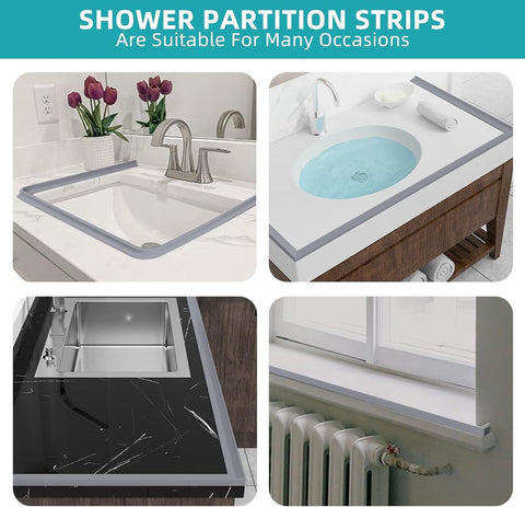 200*2*1.2 cm - Water-repellent strip - shower threshold - bendable waterproof strip - shower seal - kitchen accessories - bathroom accessories - for glass walls, shower floors, kitchen countertops - grey