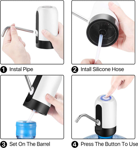 Electric water pump - Portable water pump - Water pump - Water bottle dispenser - detachable electric pump - for desk, countertop, kitchen and office - white - 7.2*7.2*12.5 cm