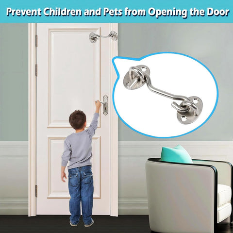 2 pieces - Wind hook - 3 inch - Wind hooks - Door hinges - Door bolt - Hinge - barn door hook - hook and eye bolt - cabin hooks and eye bolt - swivel window hook - door hooks - lock - for sliding door, bedroom, bathroom - 75*39 mm - silver
