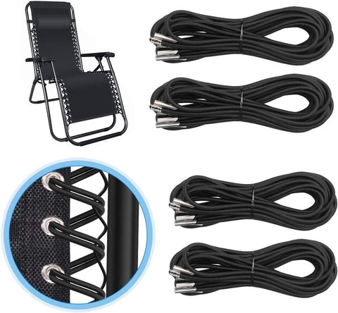4 pieces - replacement cords - 1.4m and 2.2m - replacement rope for lounge chair - replacement rope for the chair - replacement elastic cords - accessories for recliners - for sun loungers and garden chairs - black