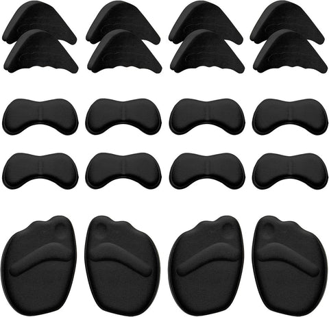 10 pairs - heel cushions - lining cushions - high heel insoles - insoles for loose shoes, metatarsals and adjustable toe fillers - insoles for oversized shoes - women's and men's - prevent heel pain and blisters - black