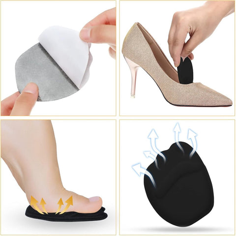 10 pairs - heel cushions - lining cushions - high heel insoles - insoles for loose shoes, metatarsals and adjustable toe fillers - insoles for oversized shoes - women's and men's - prevent heel pain and blisters - black