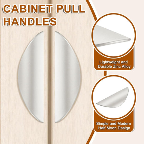 2 pieces - cabinet handles - door handle - half-moon cabinet handle - hole spacing 32 mm - drawer handles - concealed zinc alloy handles - zinc alloy cabinet handles - furniture accessories - with screws - for kitchen cabinet, chest of drawers, hardware -