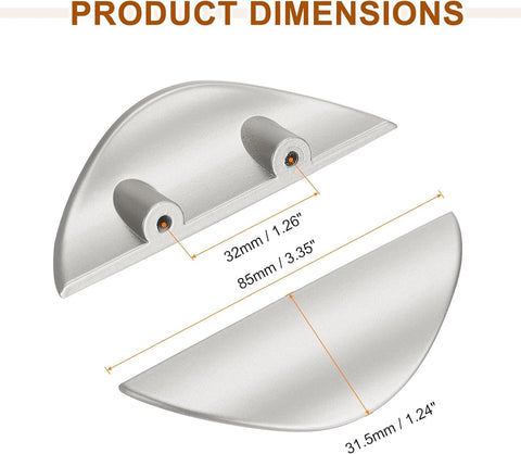 2 pieces - cabinet handles - door handle - half-moon cabinet handle - hole spacing 32 mm - drawer handles - concealed zinc alloy handles - zinc alloy cabinet handles - furniture accessories - with screws - for kitchen cabinet, chest of drawers, hardware -
