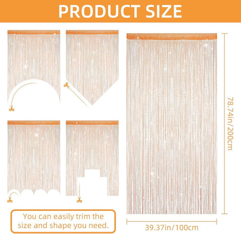 99*199 cm - Fly curtain - Screen door - Door curtain - Window decoration - Bead curtain - crystal bead coded door curtain - with tassels - wardrobe curtain - door cord - curtains - mosquito net - for doorway, interior decoration - orange color