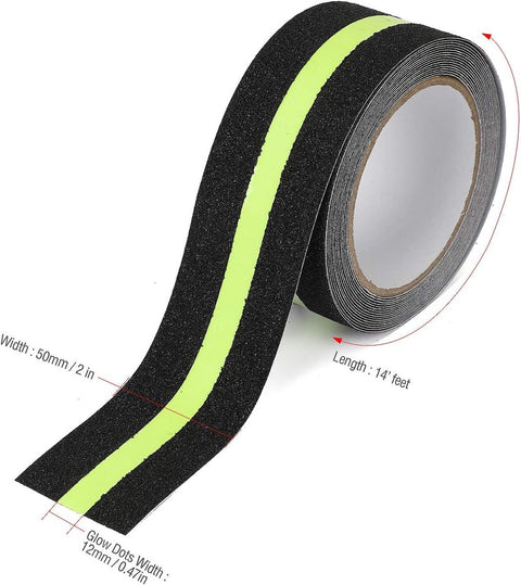 Roll Anti-slip adhesive tape - Stair tape - with glow-in-the-dark light film - Anti-slip Griptape - Glowing in the Dark - safety tape for stairs, ladders, slippery floors, indoors and outdoors - Safety tape - 5 m x 5 cm