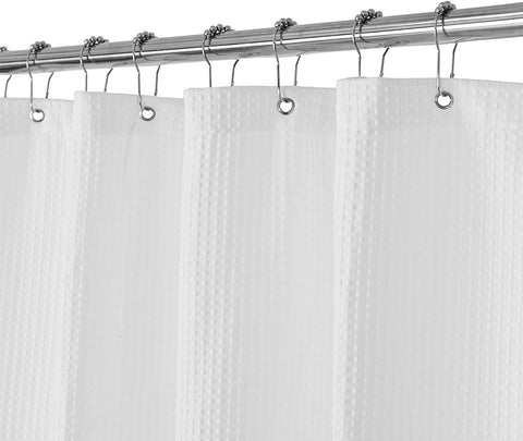 Waffle Weave Shower Curtain - Shower Curtain - Window Curtain - Fabric shower curtain for bathroom - Raised fabric - Waterproof - Washable - Suitable for bathroom, bedroom - White - 150 × 180 CM