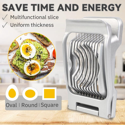 Aluminum Alloy Egg Slicer - Egg Slicer - Hard-Boiled Egg Slicer - Mushroom Slicer - Professional Egg Slicer - Multifunctional Egg Slicer - Round and Oval Slice Egg Slicer - For slicing eggs, bananas, and strawberries - Silver