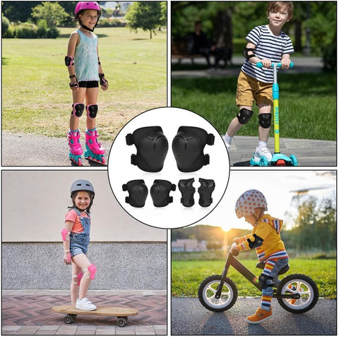 Kids Skate Protection Set - Protective covers for children's roller skates - Skate protection - Protection set for roller skates - Knee pads for children - Includes knee pads, elbow pads and wrist pads - knee pad set - Black