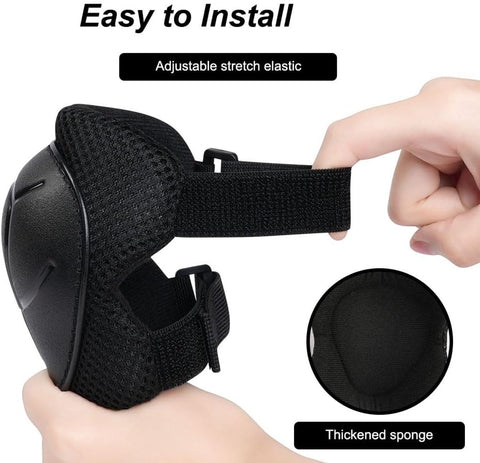 Kids Skate Protection Set - Protective covers for children's roller skates - Skate protection - Protection set for roller skates - Knee pads for children - Includes knee pads, elbow pads and wrist pads - knee pad set - Black