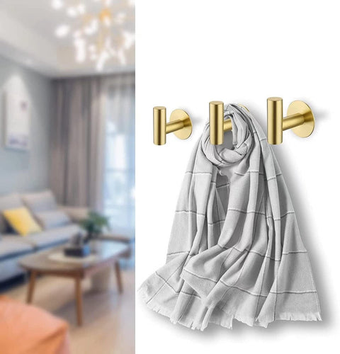 2-pack self-adhesive hooks - Door hooks - Clothes hooks - Bathroom hooks - Wall hooks - Towel hooks - Hook holders - No drilling required - Self-adhesive - SUS 304 - Suitable for home, office, bathroom and kitchen - Gold