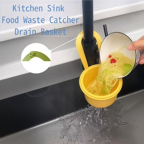 Drain Basket - Drain Filter - Sink Storage Holder - Faucet Hanging Strainer - Sink Drain Basket - Sink Strainer Basket - Sink Food Waste Collection Bin - Sink Trash Can - Plastic Kitchen Sink Strainer - Food Fruit Vegetable Drying Rack - Yellow
