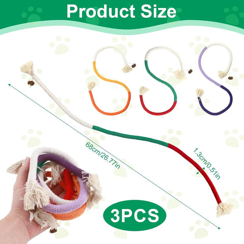 3 pieces - Cat toys - Cotton cat toy leash - play rope - Chew toys for cats - cat toys for teething - interactive toys - safe and soft cotton - dental care for adult kittens - 70 cm