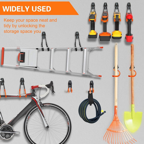pieces - Heavy Duty Garage Hooks - Wave Long Hooks - Wall-Mounted Storage Rack - Electrical and Garden Tool Organizer - for hanging Ladders, Bicycles, Garden Hoses, Large Items and More - black - 19*16*6.5 cm