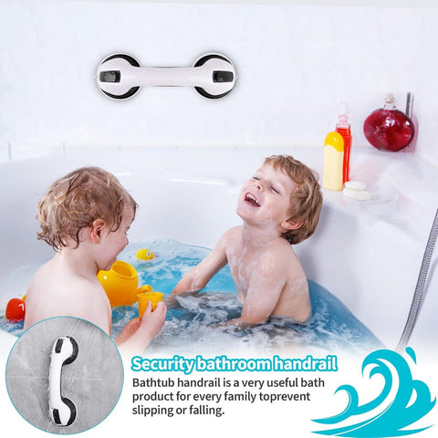 Set of 2 suction cup grab bars - Shower safety grab bars with suction cups - Extra handle - No drilling required - Safety grab bars - Suitable for the elderly and disabled - Shower holder - White Black