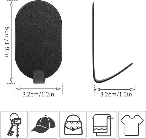 10 Pieces Self-Adhesive Hooks - Towel Hooks - Clothes Hook - Small Carbon Steel Wall Hooks - Towel Hooks - Wall Hooks - Traceless - Strong Adhesive - Towel Rack - Multifunctional Hook - For Various Wall Surfaces - Black