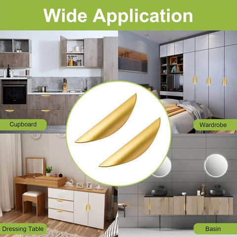 2 pieces - cabinet handles - door handle - half-moon cabinet handle - hole spacing 32 mm - drawer handles - concealed zinc alloy handles - zinc alloy cabinet handles - furniture accessories - with screws - for kitchen cabinet, chest of drawers, hardware -