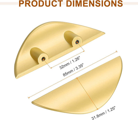 2 pieces - cabinet handles - door handle - half-moon cabinet handle - hole spacing 32 mm - drawer handles - concealed zinc alloy handles - zinc alloy cabinet handles - furniture accessories - with screws - for kitchen cabinet, chest of drawers, hardware -