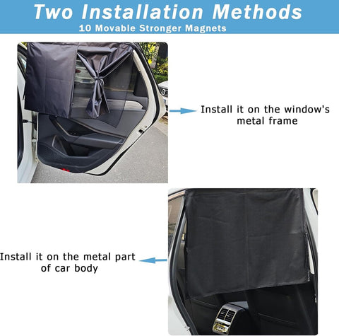 2 pieces - 71*47 cm - car sunshades - universal magnetic car sunshades - for windows - double-layer car sunshade covers - blackout car curtains - for privacy - blocking UV radiation and heat - with 10 magnets - black