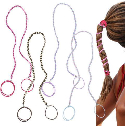 4 pieces - Hair elastics - Hair bands - Elastic hair bands - braided hair bands for women - long ponytail holders - colorful ponytail wrap - hair accessories - for swimming, surfing, sailing - 4 colors - 64 cm