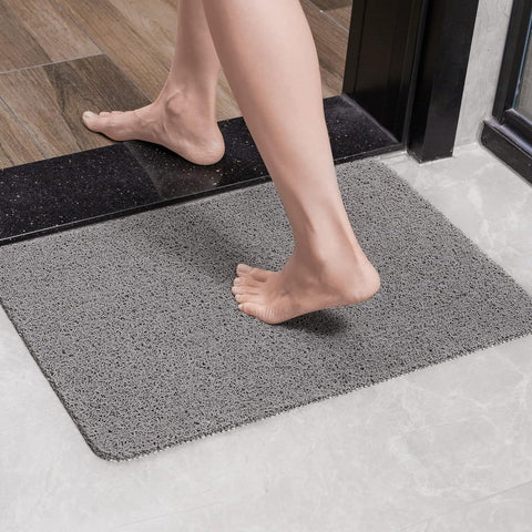 Non-slip shower mat - Non-slip bath mat - with drain - Non-slip water-permeable mat - Soft PVC loofah bath mat - Quick-drying - Grey - 40x60 cm
