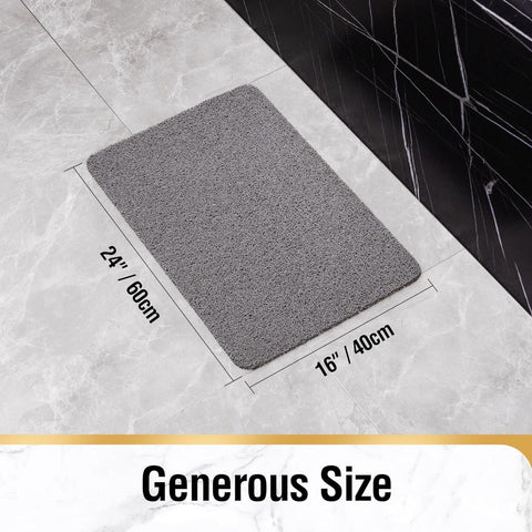 Non-slip shower mat - Non-slip bath mat - with drain - Non-slip water-permeable mat - Soft PVC loofah bath mat - Quick-drying - Grey - 40x60 cm