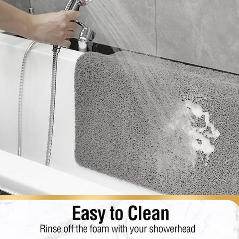 Non-slip shower mat - Non-slip bath mat - with drain - Non-slip water-permeable mat - Soft PVC loofah bath mat - Quick-drying - Grey - 40x60 cm