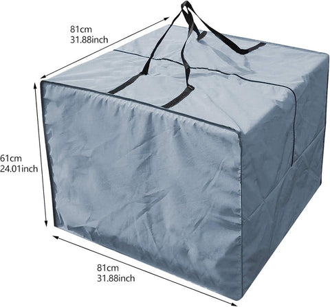 Storage bag - Furniture cover - Garden furniture cover - Storage bag for seat cushion - Oxford fabric storage bag - Waterproof storage bag - dust cover - with storage bag - with zipper, handles - for garden furniture, clothing, cushions - 81*81*61 cm - gr