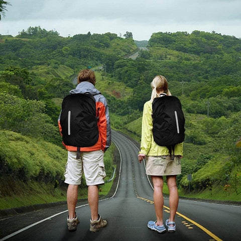 2 pieces - Backpack cover - Waterproof backpack cover - Waterproof rain cover for backpack - Waterproof rain cover - Reflective backpack cover - dust cover - for hiking, camping, traveling, cycling, outdoor activities - size L (55-65L) - 45*23*70 cm - bla