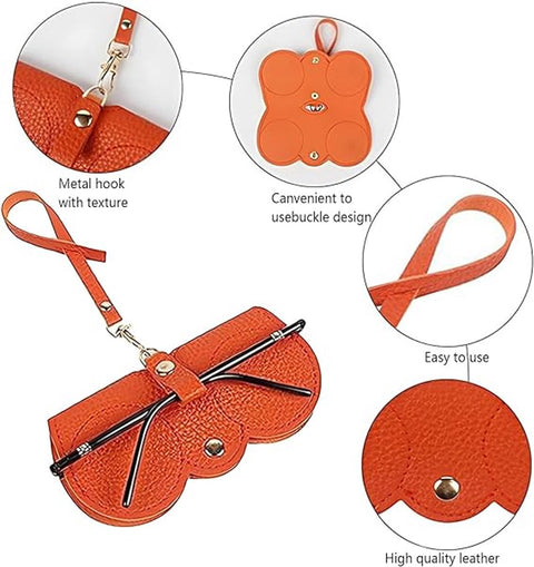 pieces - leather sunglasses bag - soft leather glasses case - portable glasses case - fashionable glasses case - ultra-thin anti-scratch case - travel glasses protective case - sunglasses organizer with snap closure, wrist strap - for women and men
