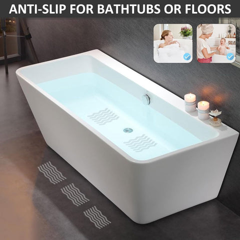 24 pieces - anti-slip stickers - 18*1.3cm - S-shape - anti-slip bath stickers - anti-slip shower stickers - shower stickers - safety strips for baths - for stairs, showers and slippery surfaces - with scraper - transparent
