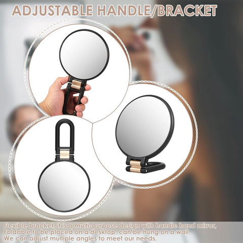 15X Magnifying Mirror - 24*14 cm - Hand Mirror with Folding Handle - Travel Magnifying Mirror with Handle - Double-Sided Magnifying Mirror - with 15x/1x Magnification - Portable Makeup Mirror - Multifunctional Hand Mirror - Black