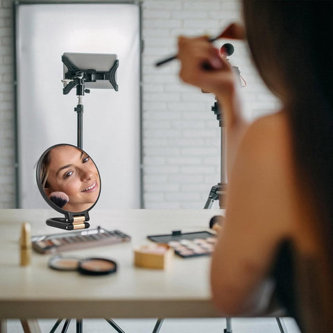 15X Magnifying Mirror - 24*14 cm - Hand Mirror with Folding Handle - Travel Magnifying Mirror with Handle - Double-Sided Magnifying Mirror - with 15x/1x Magnification - Portable Makeup Mirror - Multifunctional Hand Mirror - Black