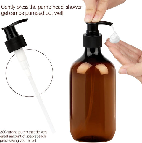 Allecto Plus - Set of 4 refillable empty bottles 500ml soap dispenser plastic pump lotion dispenser for liquid soap shampoo conditioner shower gel.