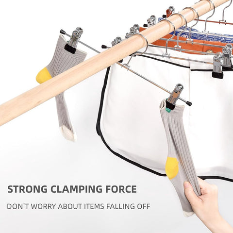 Clothes Hangers - 20 Pieces - Trouser Hangers - Trouser Hangers with Clips - Garment Hangers - Skirt Hangers - Non-Slip Hanger with Clips - Clothes Rack/Coat Rack/Jacket/Trouser Hanger - Space-Saving - Adjustable Clip Hangers - For Trousers Skirts Socks U