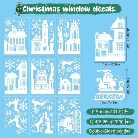 Christmas window stickers - 9 pieces - Window Decoration Stickers - Window Decoration Christmas - Christmas Decoration - Christmas Stickers - Window Stickers - Indoor Christmas Decoration - Reusable - Window Decoration - PVC - Christmas static window stic