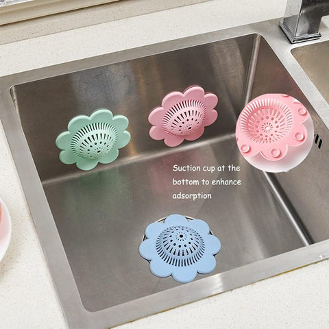4 pieces - hair filter - drain cover - drain strainers - floor drain - drain hair catchers - shower drain covers - silicone hair stoppers - bathtub drain protector - shower drain protectors - for bathroom, bathtub and kitchen - blue, white, green, pink