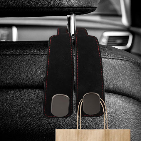 pieces - 17*4.5*8.5 cm - car headrest hooks - multifunctional leather car seat organizer - hook for the car backrest - car interior accessories - for bags, wallets, umbrellas - black