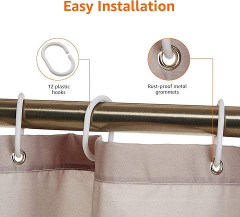 Shower curtain - Shower curtain for the bathroom - Anti-mold shower curtain - water-repellent material - with rings - machine washable - Bathroom accessories - 180*180 cm - brown