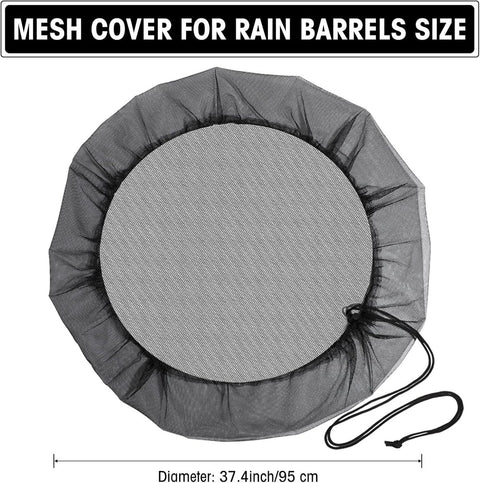 3 pieces - rain barrel cover - Rain barrel net - Protective cover for tank harvesting tools - With drawstring - Universal lid - Keeps dirt out of the rain barrel - for garden and camping, anti-rotation, anti-mosquito - 37.4 inches - Black