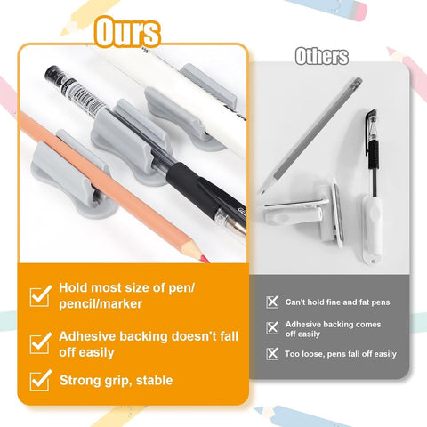20 pieces - pen holder - pen holder for desk - self-adhesive silicone pen holder - for clipboard mounting in classroom - highlighter holder - pencil holder - for desk, classroom, office accessories - grey - 2*4.7 cm