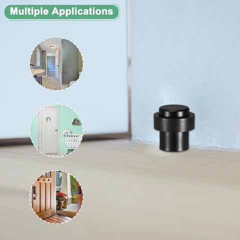 2 pieces - 40*40*45 mm - Door stop - cylindrical door stopper - stainless steel door stopper - for floor mounting - with black rubber - for indoor and outdoor use - holder for wall protectors for the bottom or top of the door - black