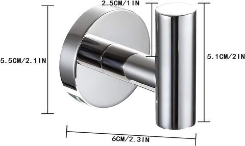 2 pieces - Towel hook - Hanging hooks - Hanging hooks - Bathroom towel hooks - Key hook - Clothes hook - Hat hook - Wall hooks - stainless steel hook - with screws - for bathroom, kitchen, garage, home, hotel, office - 5.5*6 cm - silver