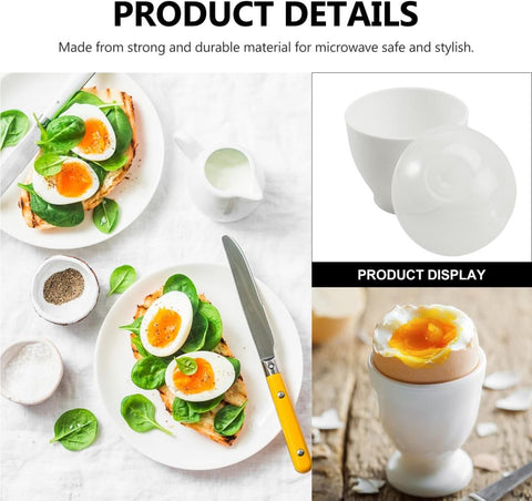 4 pieces - microwave egg cooker - egg cooker - making non-stick eggs and scrambled eggs - for instant breakfast - PP plastic steam cups - 6.5 x 9.5 cm - kitchen utensils - non-stick coating - for home kitchen - white