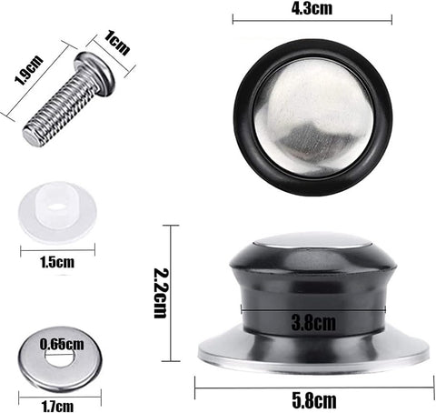 Pot Lid Knob - 8 Pieces - Universal Kitchen Knobs - Lid Knob - 5-12mm Universal - Stainless Steel - Lid Handle - Lid Knob - Pan Lid Holding Handle - Saucepan Lid Knobs - Kitchen Cookware Knob - Anti-Burn Knob