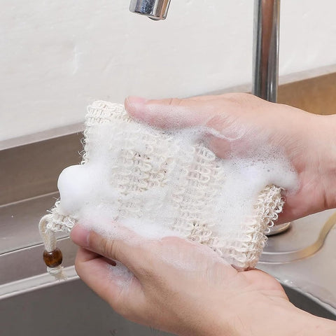 5 pieces - Soap bag - Drawstring bags Soap net - Sisal Soap bag - Soap Bar bag - Shampoo bar bag - Soap bar bag - scrub glove - foam soap bags - scrub bag - bathroom accessories - for home, bath massage, travel storage - 9*14cm