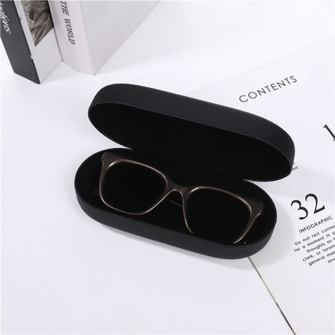 Glasses Case - Hard Glasses Case - Glasses Case - Glasses Case - Sunglasses Protective Box - Portable - Convenient Storage - Gift for Men and Women - 17*7*5.3CM - Black - PU Leather and Metal Frame