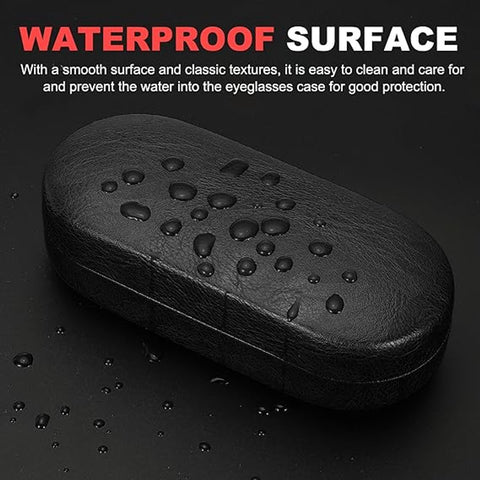 Glasses Case - Hard Glasses Case - Glasses Case - Glasses Case - Sunglasses Protective Box - Portable - Convenient Storage - Gift for Men and Women - 17*7*5.3CM - Black - PU Leather and Metal Frame
